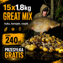 GREAT MIX 16x1,6kg + 3kg pelletu + zalewa + przesyłka